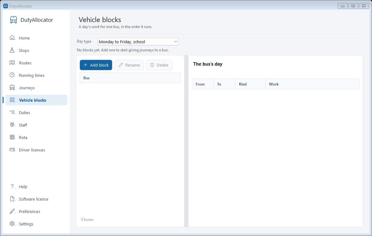 The Vehicle blocks screen in DutyAllocator