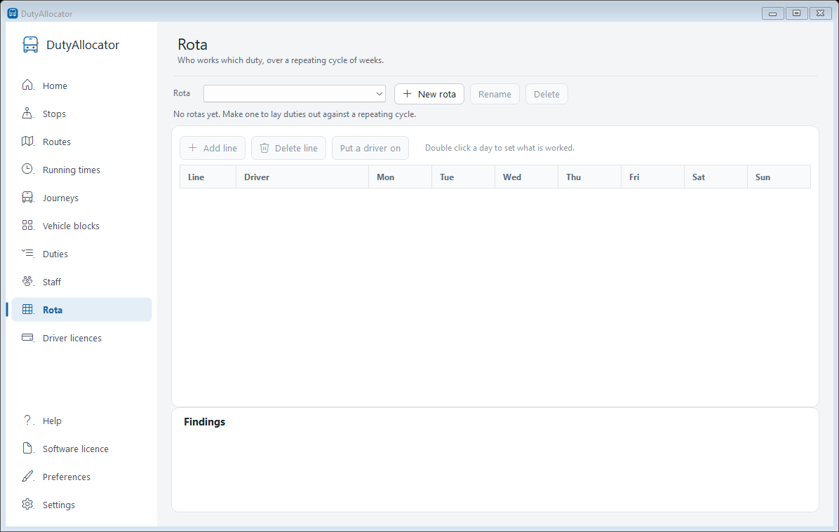 The Rota screen in DutyAllocator